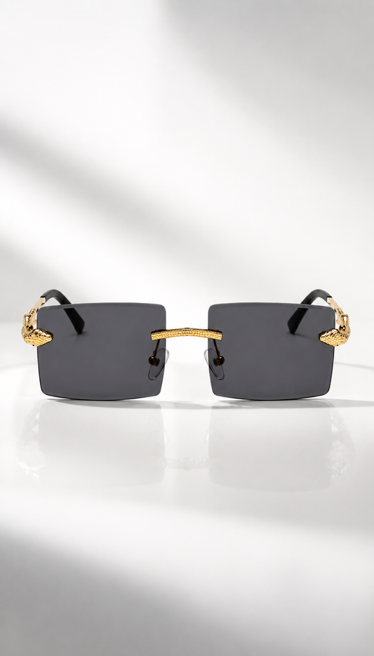 HXV Serpent Rimless Sunglasses — Gold Snake Edition