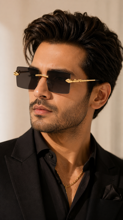 HXV Serpent Rimless Sunglasses — Gold Snake Edition