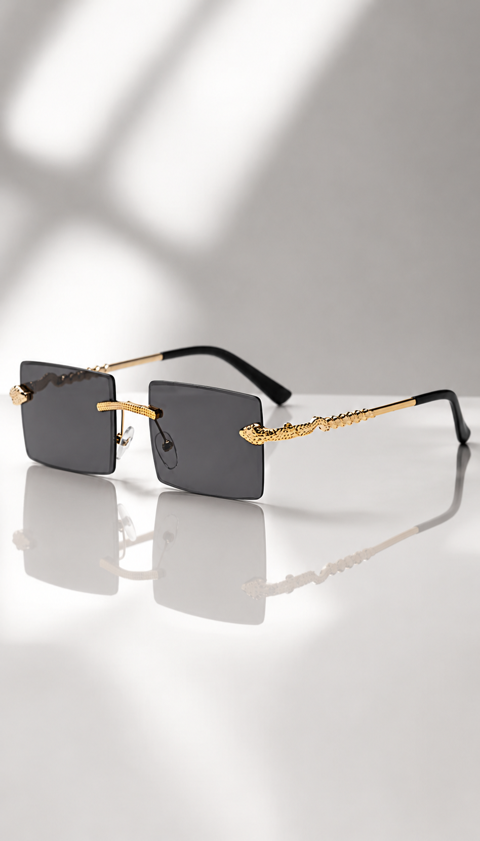 HXV Serpent Rimless Sunglasses — Gold Snake Edition