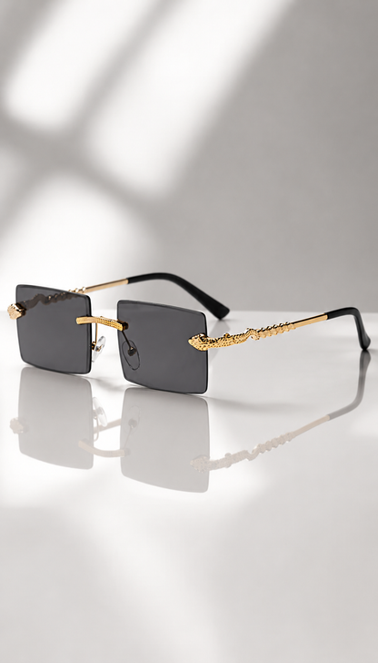 HXV Serpent Rimless Sunglasses — Gold Snake Edition