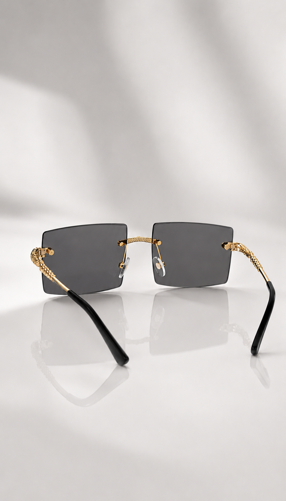 HXV Serpent Rimless Sunglasses — Gold Snake Edition