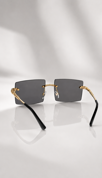 HXV Serpent Rimless Sunglasses — Gold Snake Edition