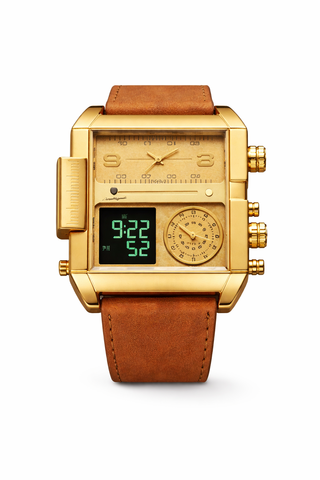 POEDAGAR Men's Luxury Triple-Time Zone Watch