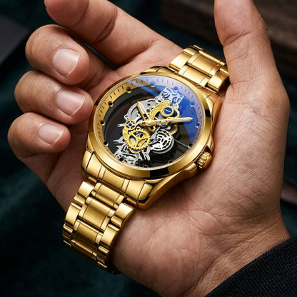 Gold Skeleton Transparent Mechanical Watch