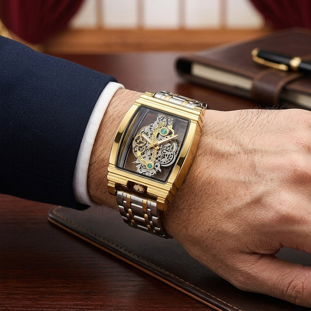 Gold Skeleton Men Watch